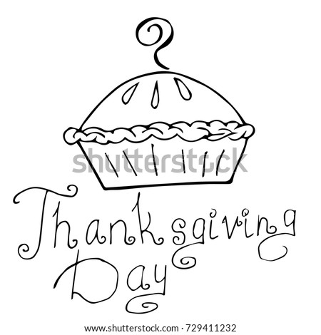 Hand drawn doodle Thanksgiving icon - traditional lattice upper crust apple pie Vector illustration. Shortcrust pastry with apple filling Sweet pastry. happy thanksgiving,pie, vector illustration