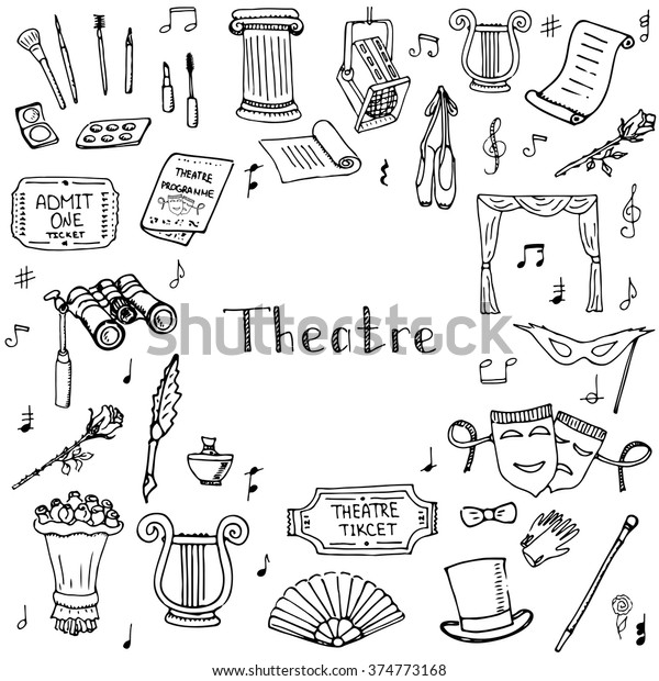 Hand Drawn Doodle Theatre Set Vector image vectorielle de stock