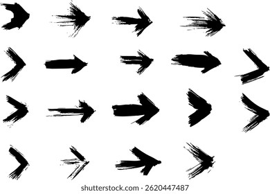 hand drawn doodle thick arrows Brush, marker drawn bold arrows set