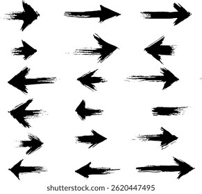 hand drawn doodle thick arrows Brush, marker drawn bold arrows set