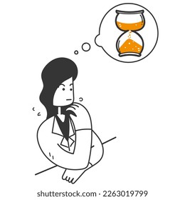 hand drawn doodle think of hourglass illustration