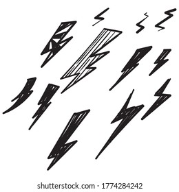 Hand Drawn Doodle Thunder Bolt Illustration Vector Isolated Background