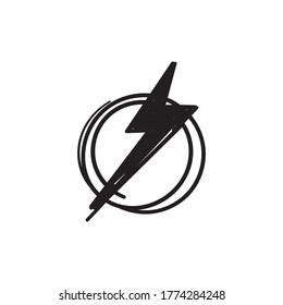 hand drawn doodle thunder bolt illustration vector isolated background