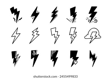 dibujado a mano doodle trueno cerrojo ilustración Vector aislado fondo