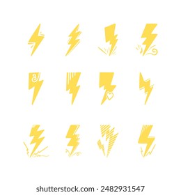 hand drawn doodle thunder bolt illustration vector isolated background
