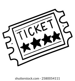 Hand drawn doodle ticket isolated on a white background. Vector illustration.