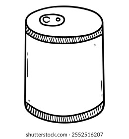 Estanho de rabiscar desenhado à mão pode isolado em um fundo branco. Ilustração vetorial.