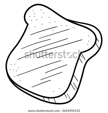 Hand drawn doodle toast bread isolated on white background. Vector illustration.