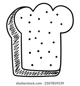 Hand drawn doodle toast isolated on white background. Vector illustration.