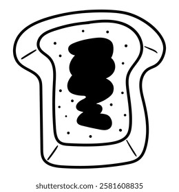 Hand drawn doodle toast with jam isolated on white background. Vector illustration.