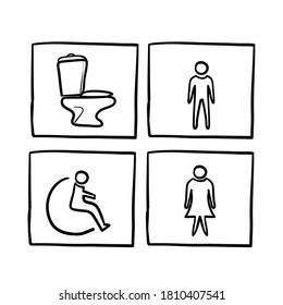 hand drawn doodle toilet icon set illustration vector isolated