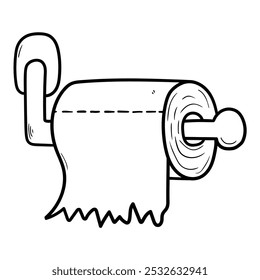 Hand drawn doodle toilet paper isolated on a white background. Vector illustration.