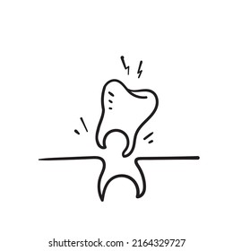 hand drawn doodle tooth extraction illustration icon isolated