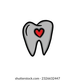 Hand drawn doodle tooth isolated on white background,vector illustration eps10