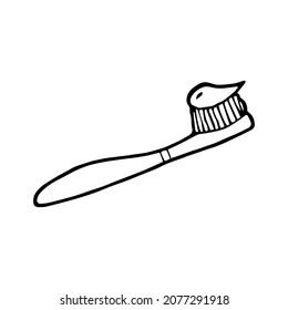 Handgezeichnete doodle-Zahnbürste. Vektorgrafik.