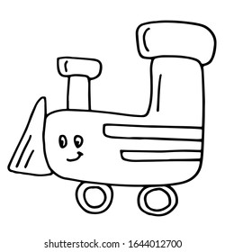 Hand drawn doodle train. Funny Colored kawaii locomotive. travelling concept. Best for coloring book for children education. Vector illustration isolated on white background
