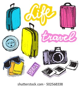  Hand drawn doodle  travel illustration. Vector illustration.