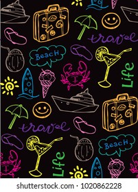 Hand drawn doodle travel pattern