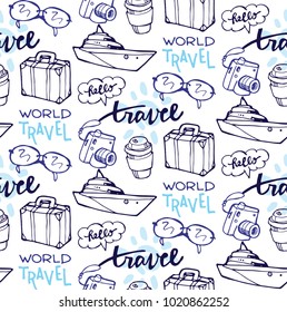 Hand drawn doodle travel pattern