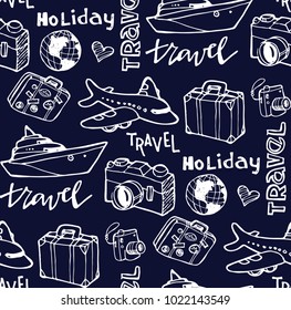 Hand drawn doodle travel pattern.