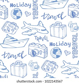 Hand drawn doodle travel pattern.