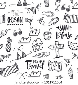 Hand drawn doodle travel pattern