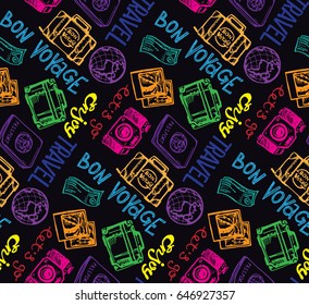 Hand drawn doodle travel pattern