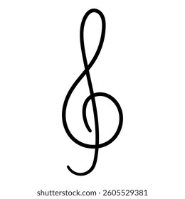 Hand drawn doodle treble clef isolated on white background. Vector illustration.