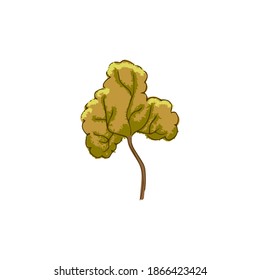Hand drawn doodle tree. Fall, autumn, yellow, orange foliage.