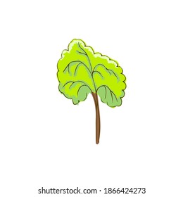 Hand drawn doodle tree. Spring, light green, young, fresh.