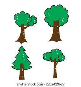 hand drawn doodle trees collection illustration vector