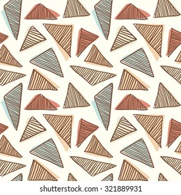 Hand drawn doodle triangles seamless retro pattern background light vector