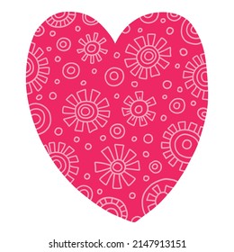 Hand drawn doodle tribal heart. Design element for Valentines day or wedding date on white background.