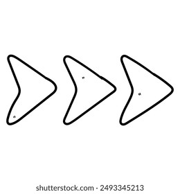 Hand drawn doodle triple arrow isolated on white background. Vector illustration.