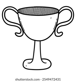 Trofeo de doodle dibujado a mano aislado sobre fondo blanco. Ilustración vectorial.