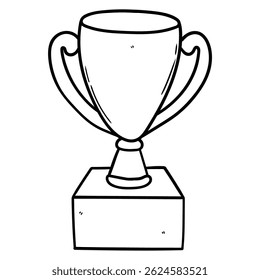 Handgezeichnete Doodle-Trophäe einzeln auf weißem Hintergrund. Vektorgrafik.