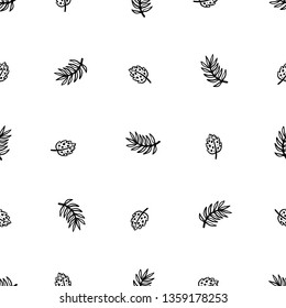 Hand Drawn Doodle Tropical Palm Tree Leaves Vector Seamless Pattern. Palm Leaf Sketch Drawing. Summer Floral Background. Tropical Plants Wallpaper