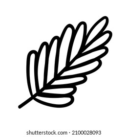 hand drawn doodle tropical twig with leaves. vector isolated cartoon illustration. line print, tattoo, sticker, plant, branch