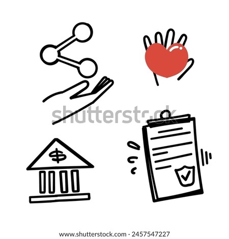 hand drawn doodle trust share care profit illustration