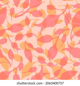 Hand drawn doodle tulip flower irregular seamless pattern. Pink, orange silhouette floral motifs random repeat surface design. Trendy endless texture for textile, stationery or gift paper