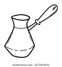 Hand drawn doodle turkish coffee pot isolated on white background. Vector illustration.