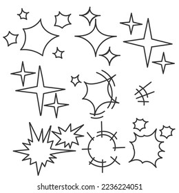 hand drawn doodle Twinkling stars Sparkles illustration vector isolated