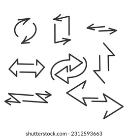 hand drawn doodle two arrows in opposite directions illustration vector