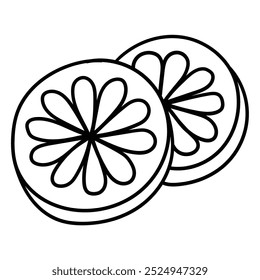 Mão desenhado rabiscar duas fatias de limão isolado em um fundo branco. Ilustração vetorial.