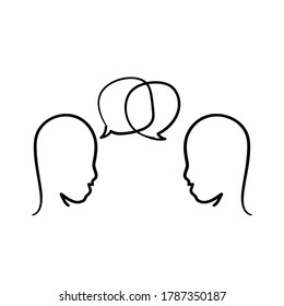 doodle dibujado a mano dos personas hablando ilustración vector fondo aislado