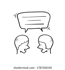 hand drawn doodle two people talking illustration vector isolated background