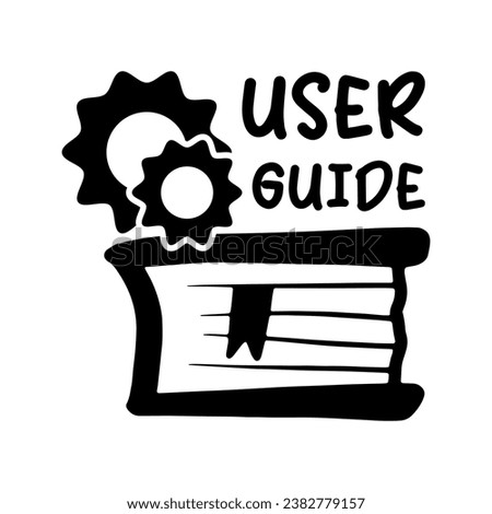 Hand drawn doodle user guide icon isolated on white background. Simple vector web app settings sign. Guidebook manual and gears.