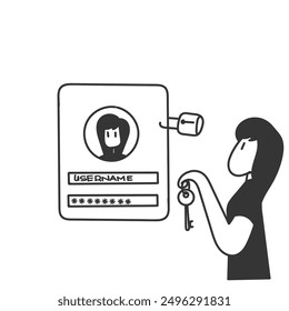 Dibujado a mano Doodle Nombre de usuario Barra de Contraseña Forma de la barra de autenticación Ilustración