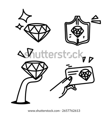 hand drawn doodle value and diamond symbol icon illustration related