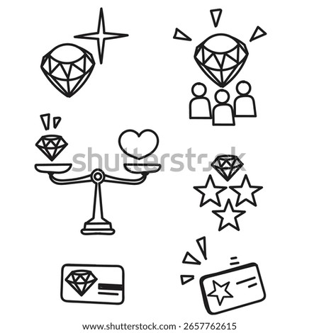 hand drawn doodle value and diamond symbol icon illustration related